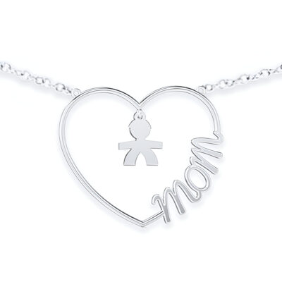 LeBebè Collana "Cuore di Mamma" 2024 con sagoma bimbo in argento _ LBBCDM24/M - immagine 3