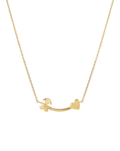 Le Bebè COLLANA LES PETITS CON SAGOMA BIMBA E CUORE, IN ORO GIALLO E DIAMANTE