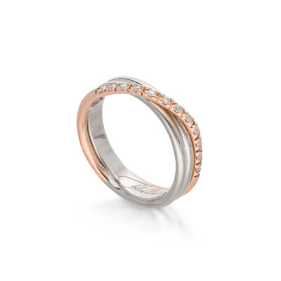 AN8ARBT – Anello Filodellavita Classic, 3 Fili in Argento 925 e 12 Diamanti Bianchi 0.17ct